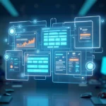 Dashboard abstrato representando organização de tags de marketing digitais