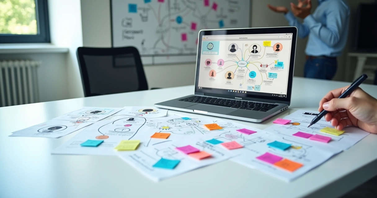 Mapa de personas interligando diferentes perfis de clientes em ambiente digital